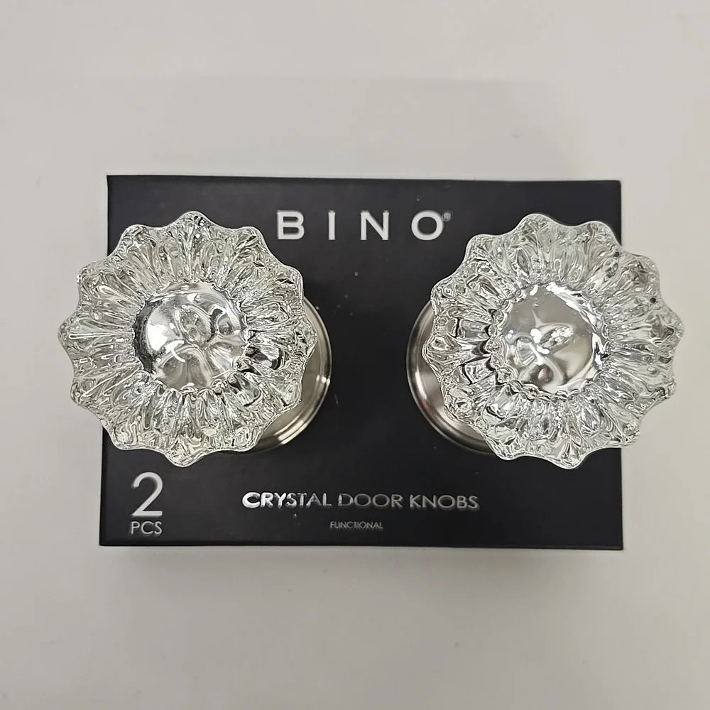 BINO 2 RIBBED CRYSTAL DOOR KNOBS‎ CHROME NICKEL-NIB